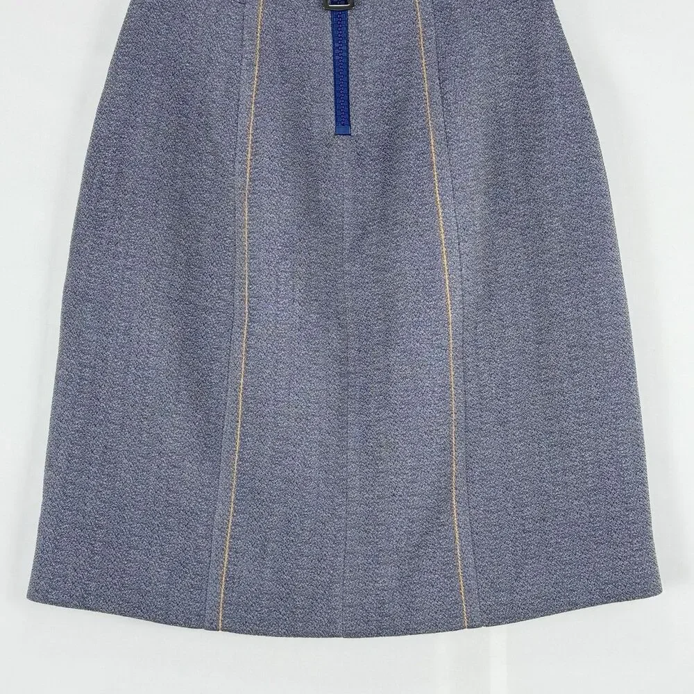 Marni Made in Italy Blue A-Line Skirt Size 36, USA 0 Contrast Stitch Zip Back